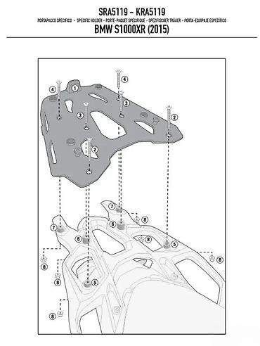 rsd wildcat: Givi SRA5119 aluminijumska zadnja ploča/adapter za gornji kofer – BMW — 2