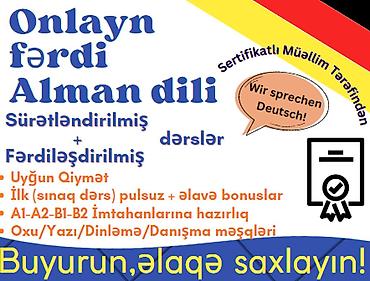 Xarici dil kursu, Alman dili, Böyüklər üçün, Uşaqlar üçün, Danışıq klubu, Diplom, sertifikat lalafo.az -da Xarici dil kursu, Alman dili, Böyüklər üçün, Uşaqlar üçün, Danışıq klubu, Diplom, sertifikat