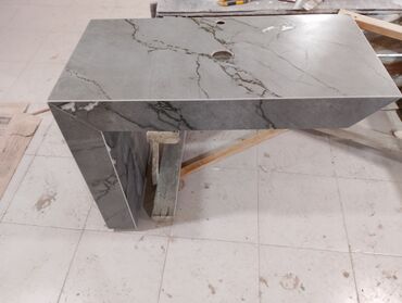 Hamam üçün aksessuarlar: Mərmər effektli konsol-lavabo modulu - Material: Parlaq səthli — 26