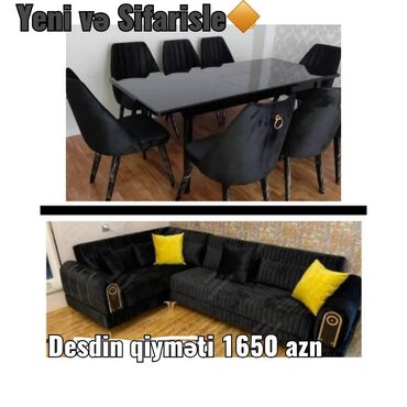Masa və oturacaq dəstləri: Yeni, Künc divan, Qonaq otağı üçün