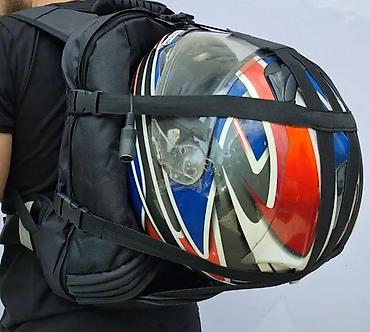 Sportske torbe i rančevi: Crni ranac za motociklističku kacigu, dizajniran za siguran transport — 5