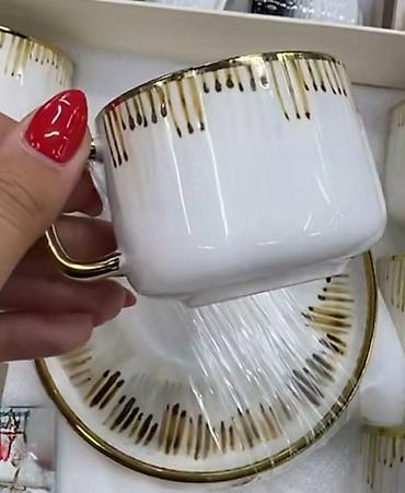 staklene case maxi: Set keramičkih/porcelanskih šoljica sa tanjirićima za kafu ili čaj — 1