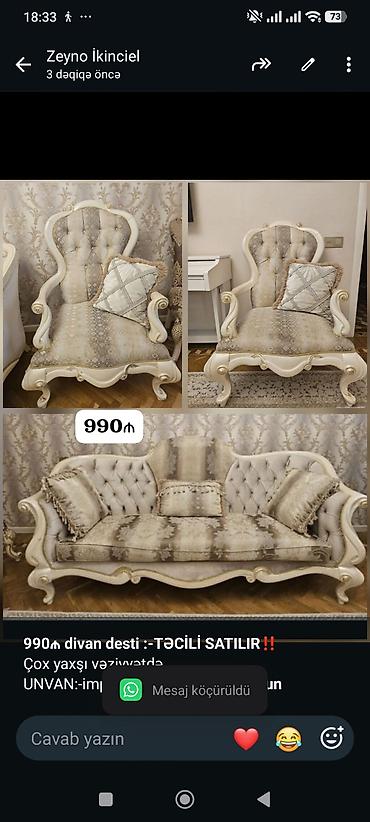 *990₼ divan desti :-TƏCİLİ SATILIR‼️* Çox yaxşı vəziyyətdə