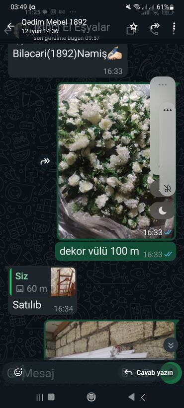 Mətbəx mebeli: Dekor Güllər satılır qiyməti 90 mana qədimidi təcili satılır unvan