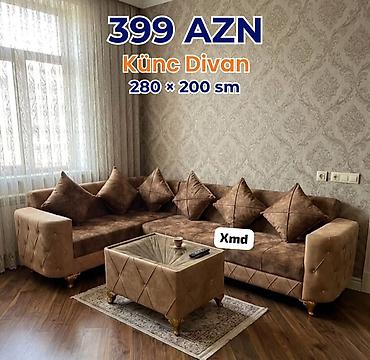 embawood künc divan: Künc divan – 280 × 200 sm - Rəng: isti qəhvəyi/şokolad tonları - — 1