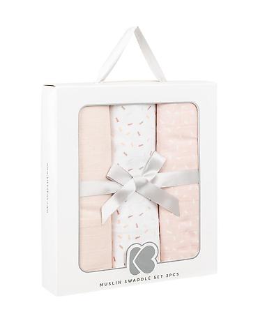 salamander papuce: KikkaBoo Pelene od muslina – set 3 kom, 100x100 cm, Confetti Pink — 2