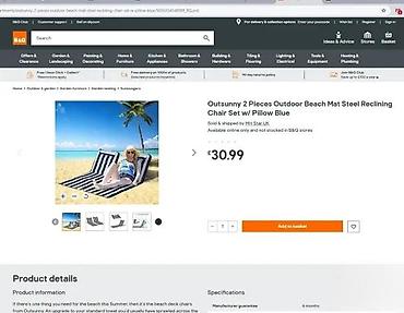 vitapur prekrivaci 4 u 1: Prenosiva ležaljka/plažna prostirka sa naslonom i jastukom - 2-u-1 — 5