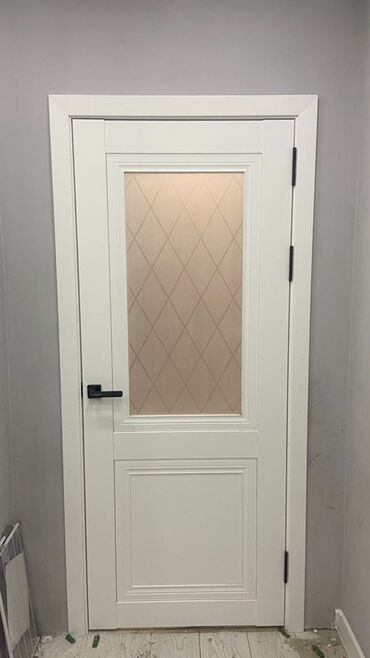 стекло для шкафа: Межкомнатная дверь со стеклом, Левая, цвет - Белый