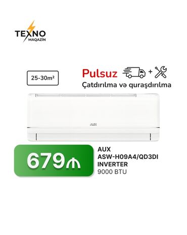 Kondisionerlər: Kondisioner AUX, 20-25 kv. m, Pulsuz quraşdırılma