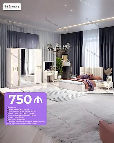 Yataq Dəsti – 750 ₼ Komplektin tərkibi və ölçülər: - Çarpayı: 1 ədəd