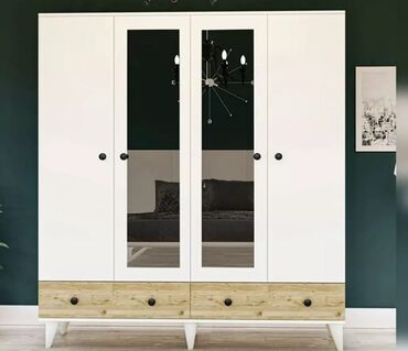 Sifarişlə dolablar: Düz dolab, Yataq otağı üçün, Paltar üçün, Açılan, Korpuslu, 4 qapılı — 6