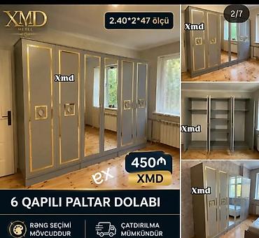 islenmis kunc divani: 6 qapılı paltar dolabı - Ölçü: 2.40 m (eni) × 2 m (hündürlük) × 47 sm — 1