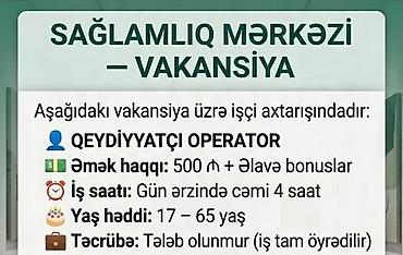 operator online: Çağrı mərkəzi operatoru tələb olunur, İstənilən yaş, Təcrübəsiz — 1