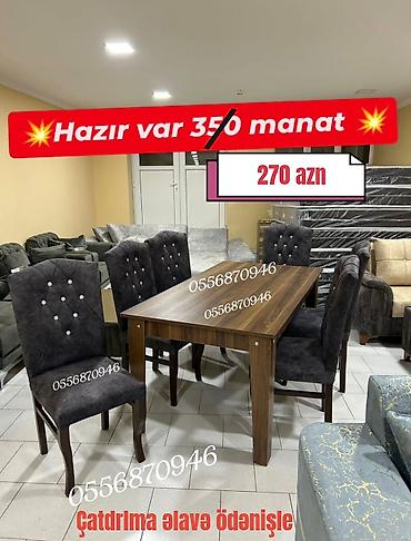kreslo gence: Qonaq otağı üçün, Yeni, Açılmayan, Dördbucaq masa, 6 stul — 1