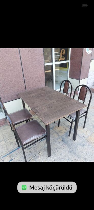 Mətbəx üçün, Yeni, Açılmayan, Dördbucaq masa, 4 stul