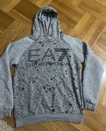 turske jakne muske: Sweatshirt, M (EU 50), Giorgio Armani, color - Grey, With a hood