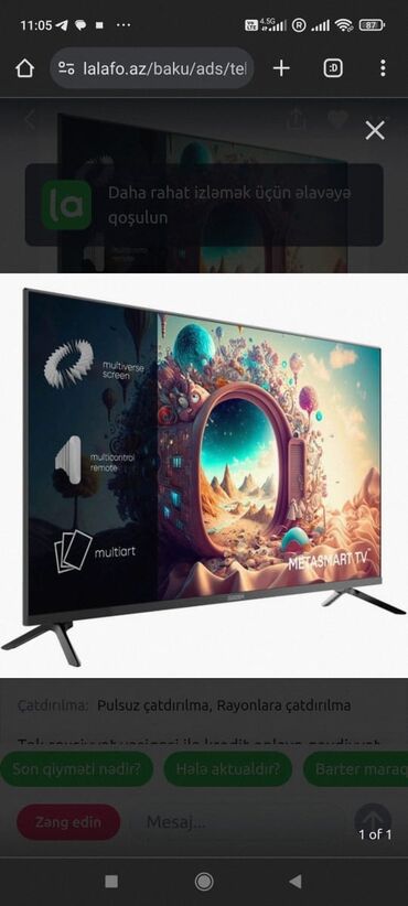 led televizorlar: Yeni Televizor Led 4K (3840x2160), Pulsuz çatdırılma, Rayonlara çatdırılma
