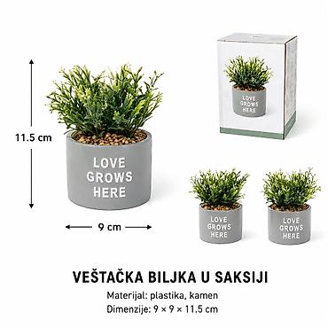 KMT Siva posuda mala veštačka saksijska biljka 702330 - Dekorativna