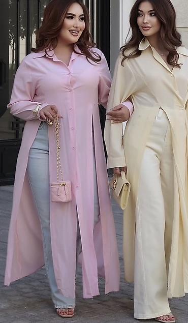 dress: Длинная рубашка-накидка женская размер 42-48 - Фасон: удлинённая — 1