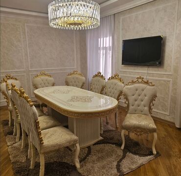 Masa və oturacaq dəstləri: Qonaq otağı üçün, Yeni, Açılmayan, Dördbucaq masa, 6 stul — 27