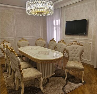 Masa və oturacaq dəstləri: Qonaq otağı üçün, Yeni, Açılmayan, Dördbucaq masa, 6 stul — 9