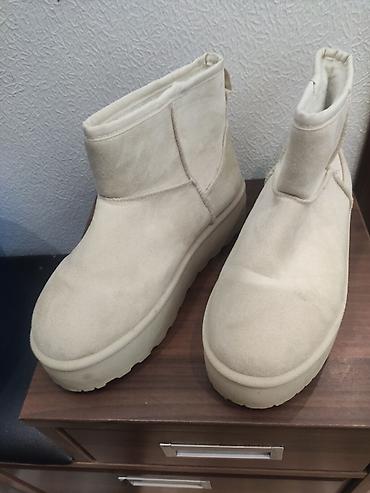 Угги: Бежевые утеплённые полусапоги-угги - Цвет: светло-бежевый/молочный - — 14