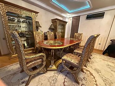 klasik divan: İşlənmiş, Klassik divan, Divan, 2 kreslo, Bazasız, Açılmayan — 6