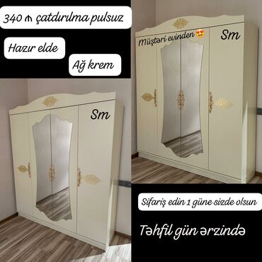 шкаф в прихожую: Qarderob, paltar dolabı, Yeni, 4 qapılı, Açılan, Düz dolab