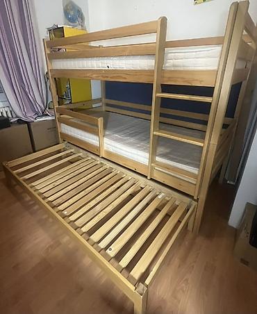 ormar jednokrilni: Drveni krevet na sprat sa dodatnim izvlačnim ležajem - Materijal — 4