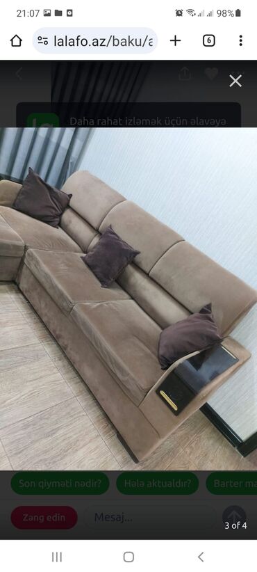 sofa: Угловой диван, Б/у, Нераскладной, Без подьемного механизма, Ткань, Нет доставки