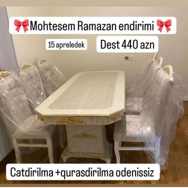 İkimərtəbəli uşaq çarpayıları: Qonaq otağı üçün, Yeni, Açılmayan, Dördbucaq masa, 6 stul, Azərbaycan