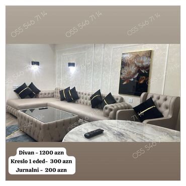Dolablar: Yeni, Divan, Jurnal masası, 2 kreslo, Açılmayan