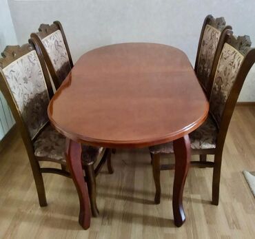 Mətbəx mebeli: Qonaq otağı üçün, İşlənmiş, Açılan, Oval masa, 6 stul