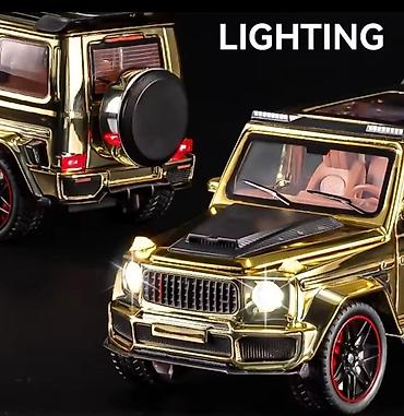 mini mercedes: Qızılı rəngdə metal maqnitofonlu model avtomobil – off-road SUV — 4