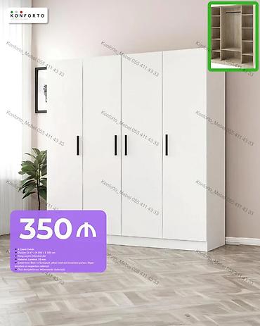 Düz dolab, Yataq otağı üçün, Paltar üçün, Açılan, Korpuslu, 4 qapılı