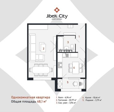 Продажа квартир: 1 комната, 48 м², 108 серия, 5 этаж, ПСО (под самоотделку)