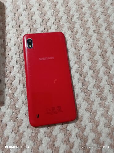 а 10 телефон: Samsung Galaxy A10, Колдонулган, 32 ГБ, түсү - Кызыл, 2 SIM