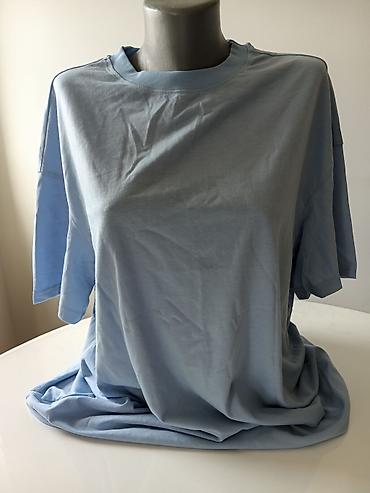 pull i bear: Pamučna oversized majica – svetloplava - Kroj: širok, opušten — 1