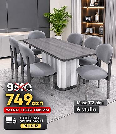 Masa və 6 stul dəsti - Komplekt: 1 ədəd masa + 6 ədəd stul - Masa
