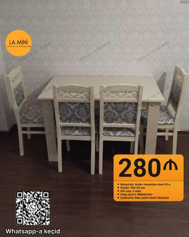 кровать кресло: Mətbəx üçün, Açılan, 6 stul