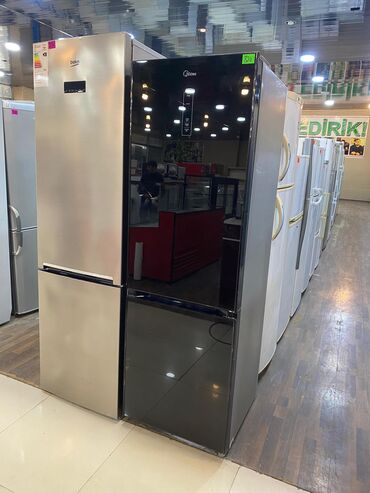Soyuducular: İşlənmiş 2 qapılı Midea Soyuducu Satılır, rəng - Qara, Kredit var