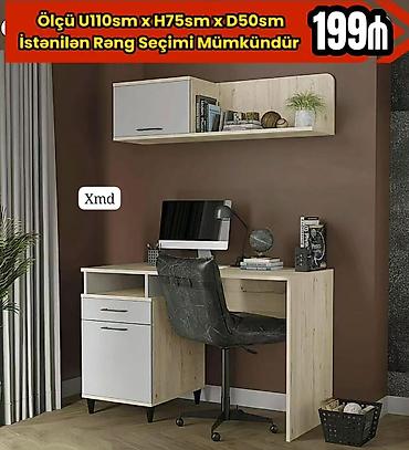 ofis dolab: Kompyuter/iş masası və asma rəf dəsti - Ölçü: U110 sm x H75 sm x D50 — 1
