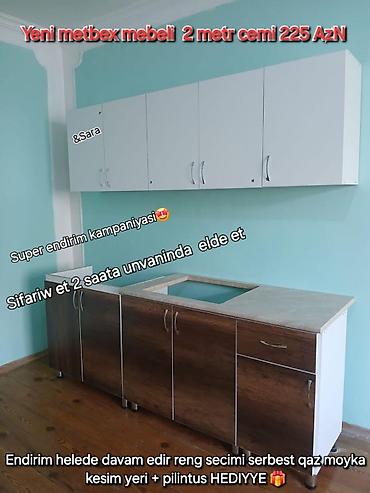 Mətbəx mebeli: N1 olaraq Yalniz bizde‼️ 2 metr metbex mebeli anbar qiymetine 225 AzN — 23