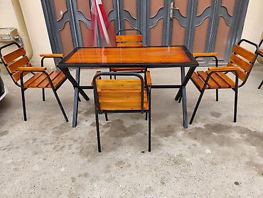 bağ stolu: Metall karkaslı, ağac lamellərlə hazırlanmış dəst: iki ədəd qol — 10