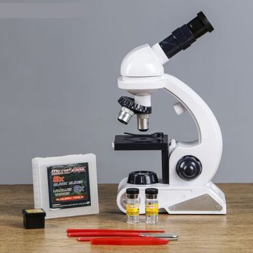 балдак детский: Микроскоп, кратность увеличения 450х, 200х, 80х, с подсветкой, белый