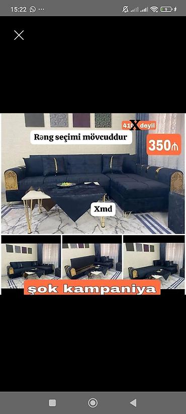 Диваны: L formalı künc divan. Şəkildə tünd rəngdə, müasir dizayna malik — 1