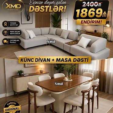 mətbəxt divanı: MDF boyalı yemək masası və stul dəstləri - Masa 6 stulla: 769 AZN - — 4