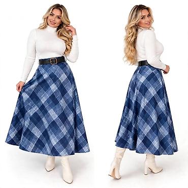 zara helanke: Ženska midi suknja A-kroja sa karo dezenom - Elegantna A-linija do — 1