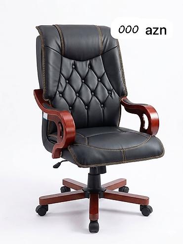 Ofis mebeli: Direktor/ofis kreslosu - Material: qara ekodəri üzlük, toxuma tikişli — 1