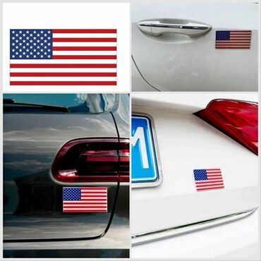 Заколки: Наклейка на авто "флаг США" - размер стикера 5 см х 2,5 см - комплект